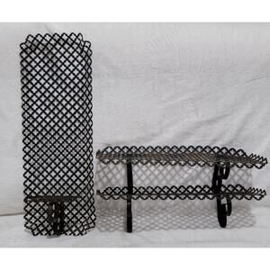 Vintage Black Metal Mesh Wall Art Shelf Sconce Candle Holder Set of 3